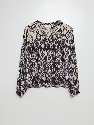 Blusa a maniche lunghe con scollo tondo, bottoni e stampa fantasia 'JDY'