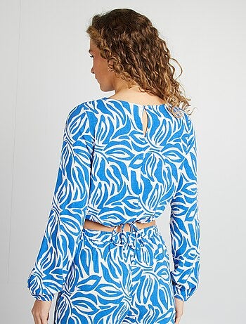 Blusa a maniche lunghe con scollo tondo e stampa