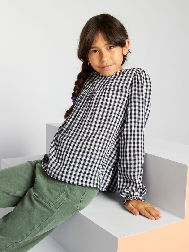 Blusa a maniche lunghe con stampa Blu - Kiabi