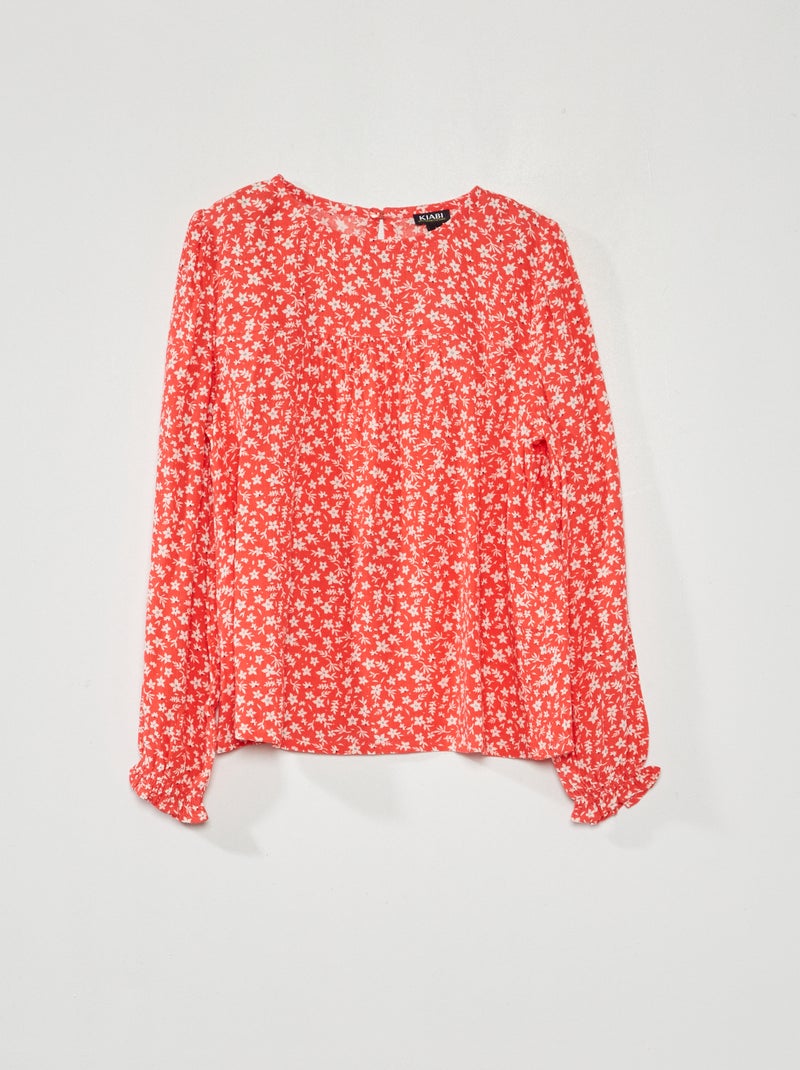 Blusa a maniche lunghe con stampa Rosso - Kiabi