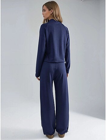 Blusa a mezzo collo modal touch e pantaloni con vita elasticizzata collezione bersan hiccup