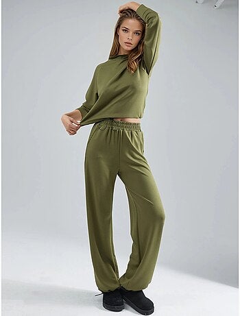 Blusa a mezzo collo modal touch e pantaloni con vita elasticizzata collezione bersan hiccup