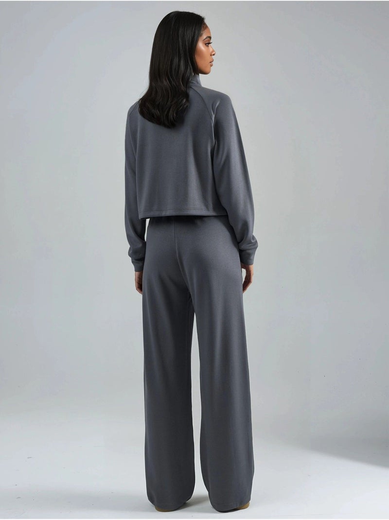 Blusa a mezzo collo modal touch e pantaloni con vita elasticizzata collezione bersan hiccup Grigio - Kiabi