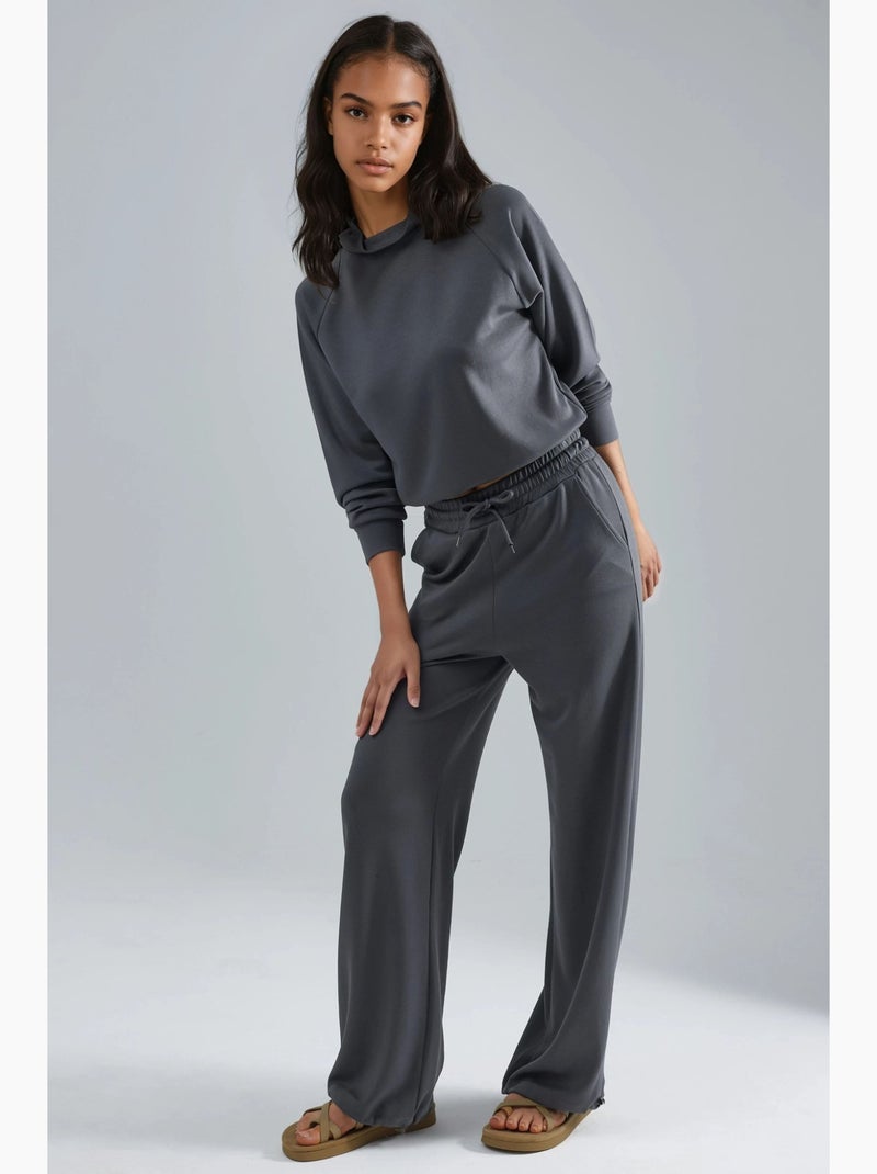Blusa a mezzo collo modal touch e pantaloni con vita elasticizzata collezione bersan hiccup Grigio - Kiabi