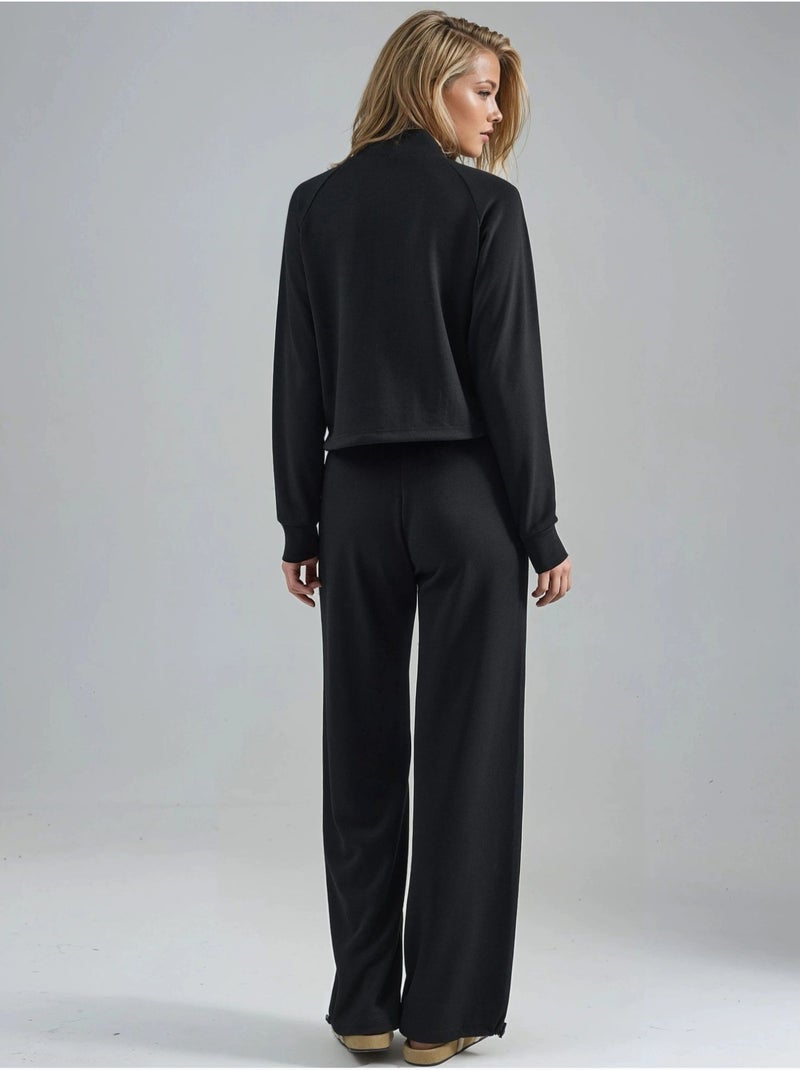 Blusa a mezzo collo modal touch e pantaloni con vita elasticizzata collezione bersan hiccup Nero - Kiabi