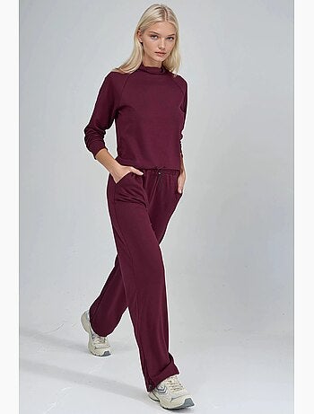 Blusa a mezzo collo modal touch e pantaloni con vita elasticizzata collezione bersan hiccup