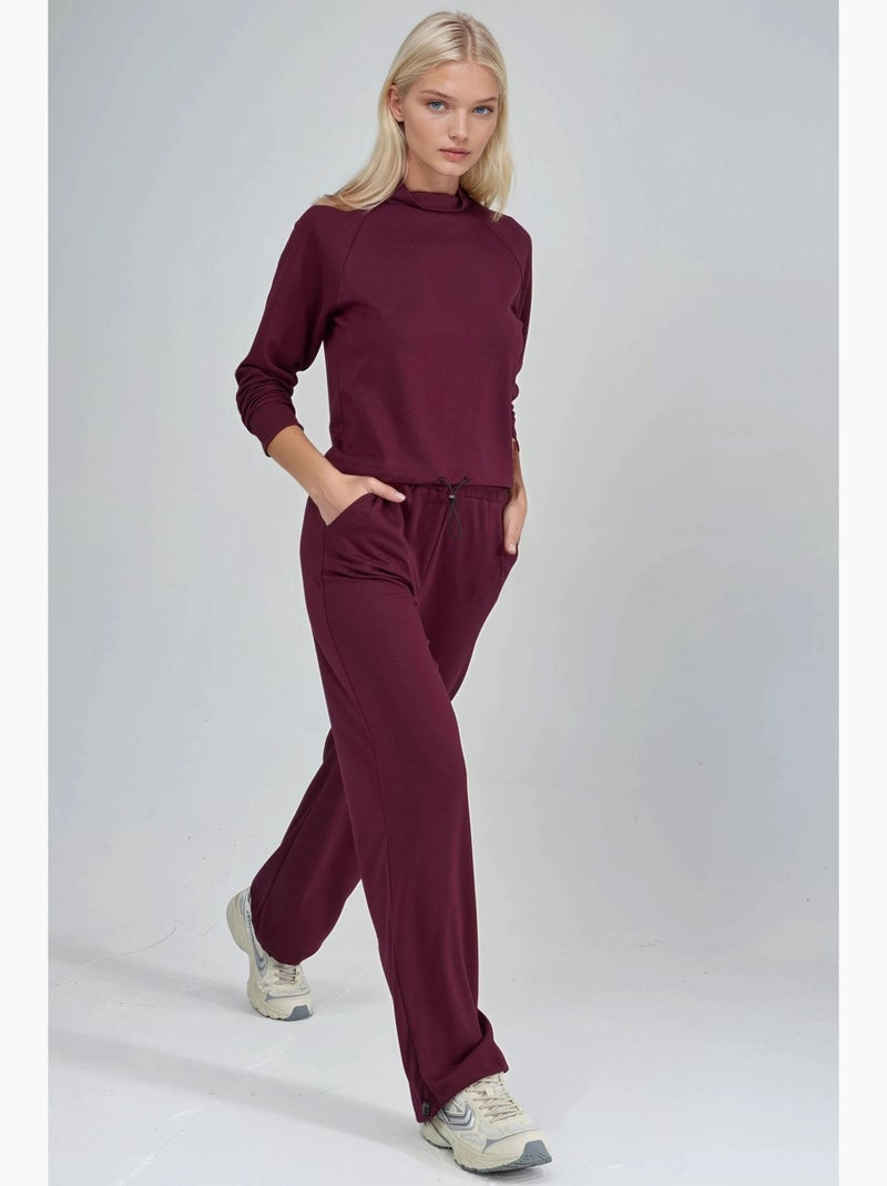 Blusa a mezzo collo modal touch e pantaloni con vita elasticizzata collezione bersan hiccup Rosso bordeaux - Kiabi