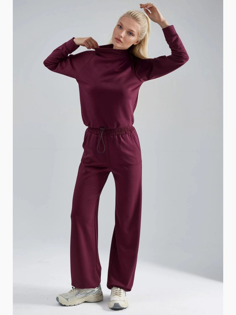 Blusa a mezzo collo modal touch e pantaloni con vita elasticizzata collezione bersan hiccup Rosso bordeaux - Kiabi