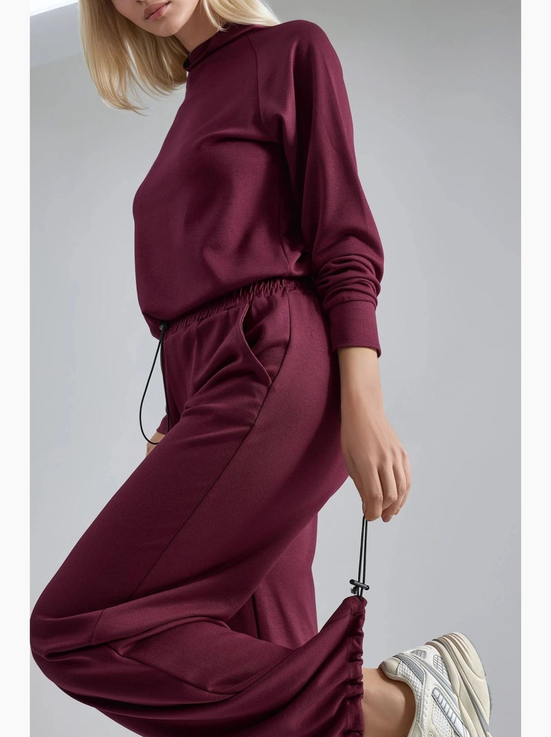 Blusa a mezzo collo modal touch e pantaloni con vita elasticizzata collezione bersan hiccup Rosso bordeaux - Kiabi
