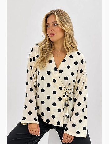 Blusa a portafoglio a pois con dettaglio laccetto bdart