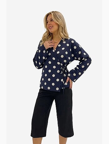 Blusa a portafoglio a pois con dettaglio laccetto bdart