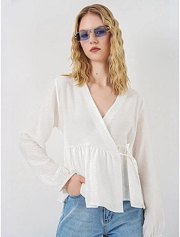 Blusa a portafoglio in crepe con scollo a v e dettaglio fiocco bdart