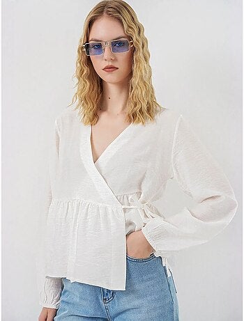 Blusa a portafoglio in crepe con scollo a v e dettaglio fiocco bdart