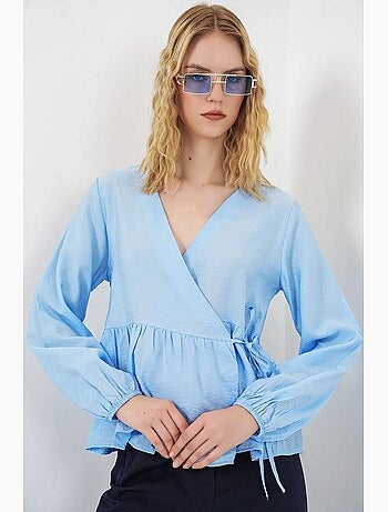 Blusa a portafoglio in crepe con scollo a v e dettaglio fiocco bdart