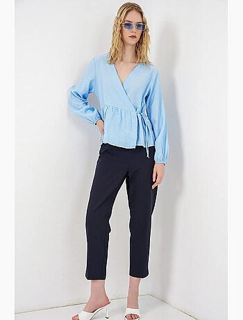 Blusa a portafoglio in crepe con scollo a v e dettaglio fiocco bdart