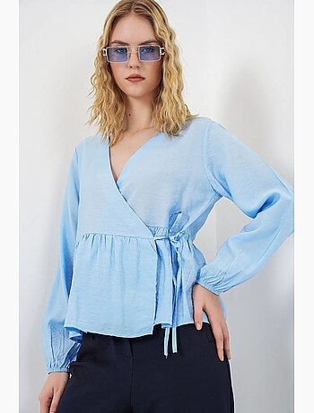 Blusa a portafoglio in crepe con scollo a v e dettaglio fiocco bdart