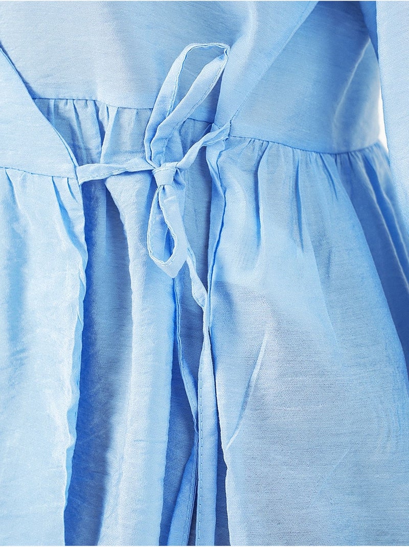 Blusa a portafoglio in crepe con scollo a v e dettaglio fiocco bdart Blu chiaro - Kiabi