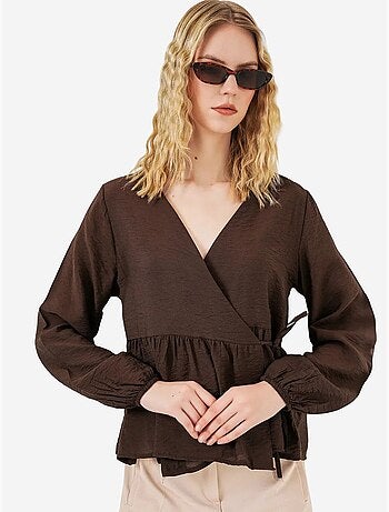 Blusa a portafoglio in crepe con scollo a v e dettaglio fiocco bdart