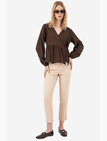 Blusa a portafoglio in crepe con scollo a v e dettaglio fiocco bdart