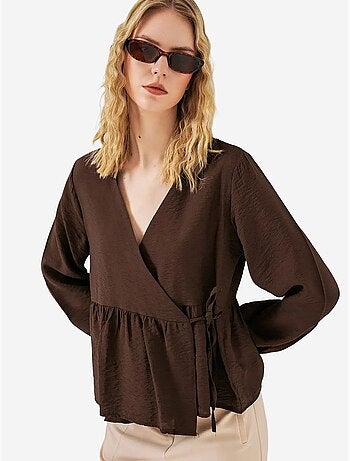 Blusa a portafoglio in crepe con scollo a v e dettaglio fiocco bdart