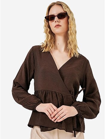 Blusa a portafoglio in crepe con scollo a v e dettaglio fiocco bdart