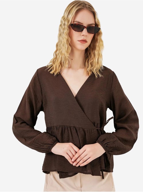 Blusa a portafoglio in crepe con scollo a v e dettaglio fiocco bdart - Kiabi