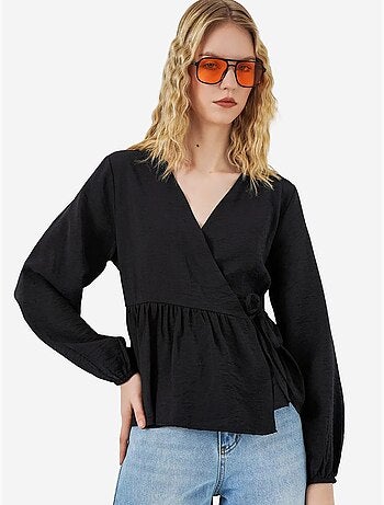 Blusa a portafoglio in crepe con scollo a v e dettaglio fiocco bdart