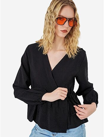 Blusa a portafoglio in crepe con scollo a v e dettaglio fiocco bdart