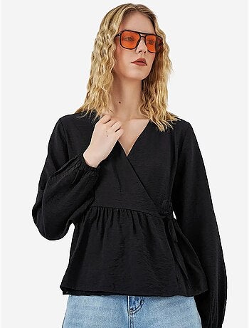 Blusa a portafoglio in crepe con scollo a v e dettaglio fiocco bdart