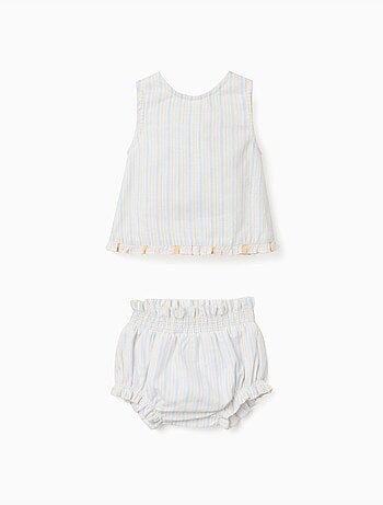 Blusa a righe in cotone + bloomers B&S
