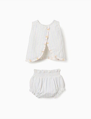 Blusa a righe in cotone + bloomers B&S