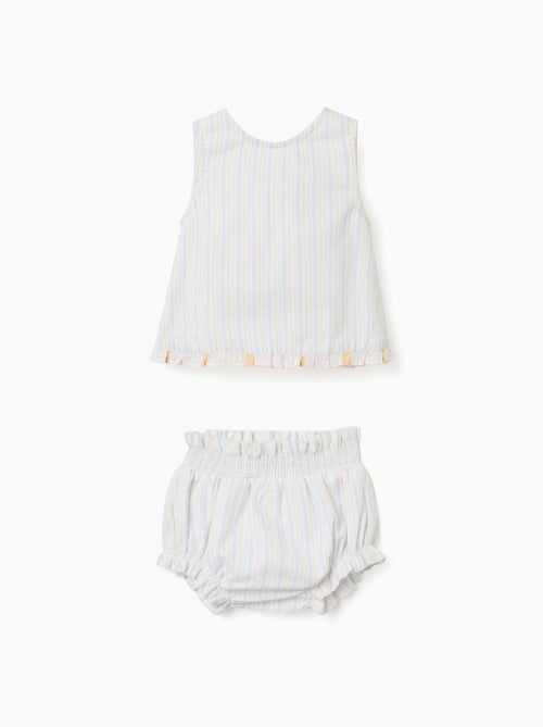 Blusa a righe in cotone + bloomers B&S - Kiabi