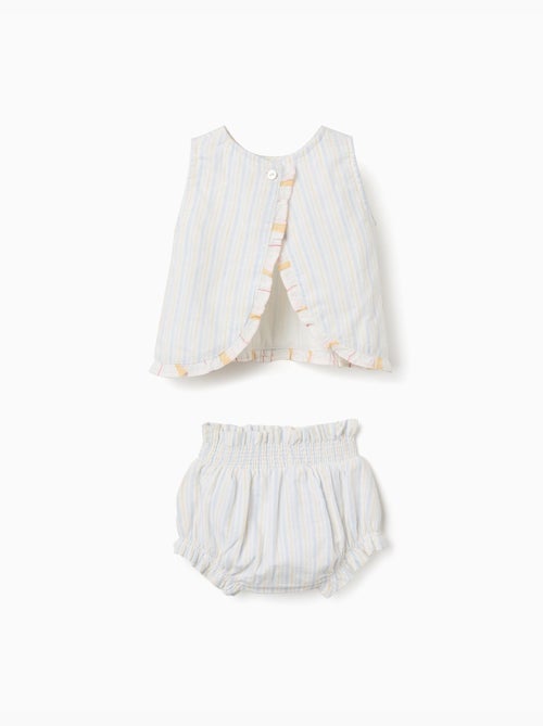 Blusa a righe in cotone + bloomers B&S - Kiabi