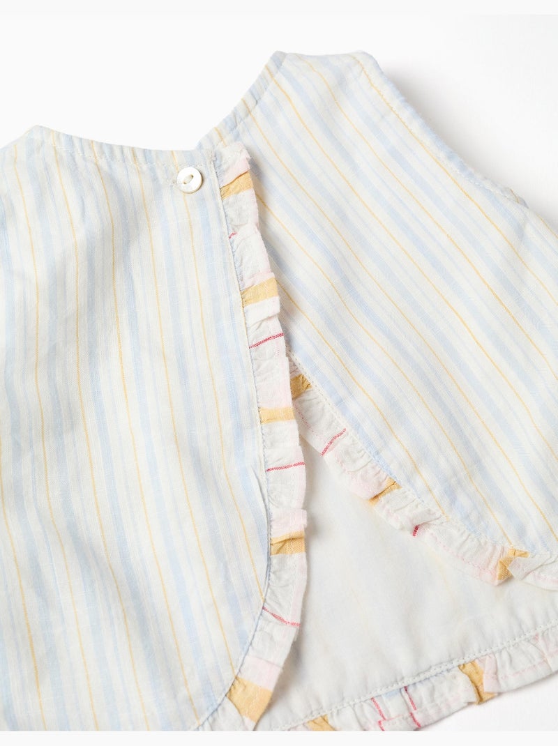Blusa a righe in cotone + bloomers B&S Blu chiaro - Kiabi