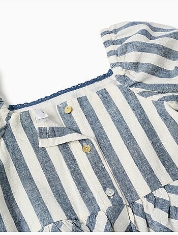 Blusa a righe in lino con volant You&Me