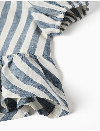 Blusa a righe in lino con volant You&Me