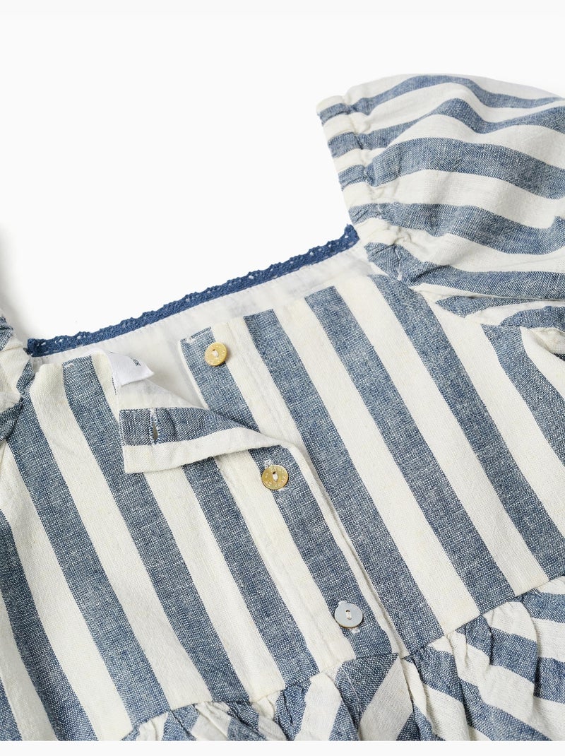 Blusa a righe in lino con volant You&Me Beige chiaro - Kiabi