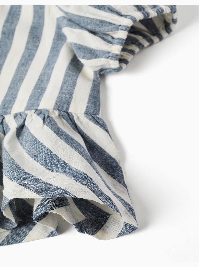 Blusa a righe in lino con volant You&Me Beige chiaro - Kiabi