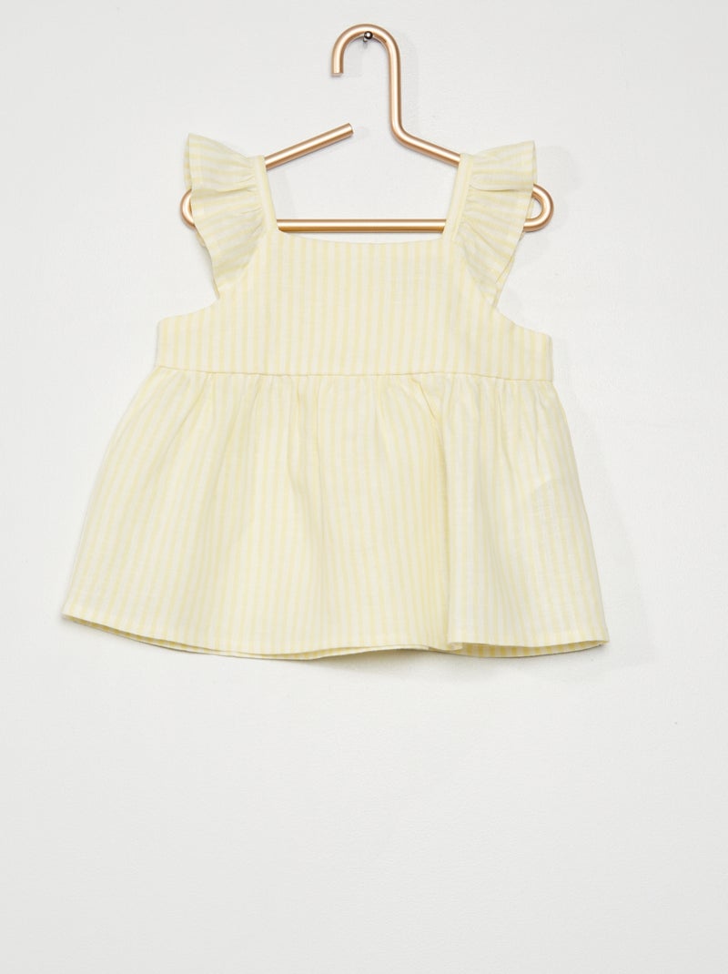 Blusa a righe in lino GIALLO - Kiabi
