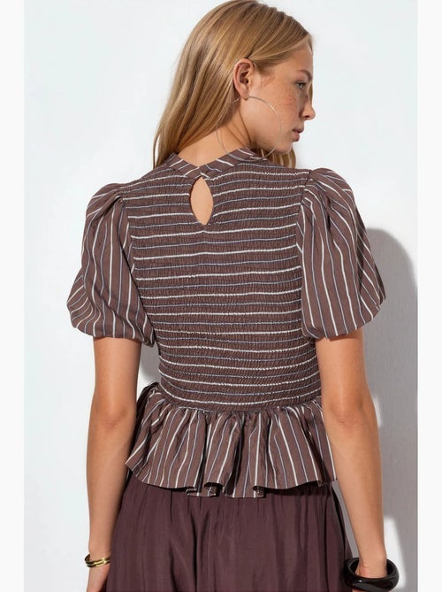 Blusa a righe testurizzata con volant busem - Kiabi Blusa a righe testurizzata con volant busem - Kiabi