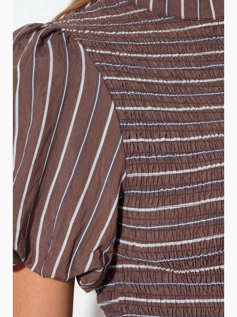 Blusa a righe testurizzata con volant busem Marrone - Kiabi