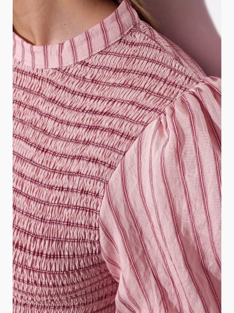 Blusa a righe testurizzata con volant busem Rosa - Kiabi