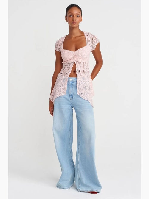 Blusa aderente in pizzo scollo quadrato dilvin - Kiabi Blusa aderente in pizzo scollo quadrato dilvin - Kiabi