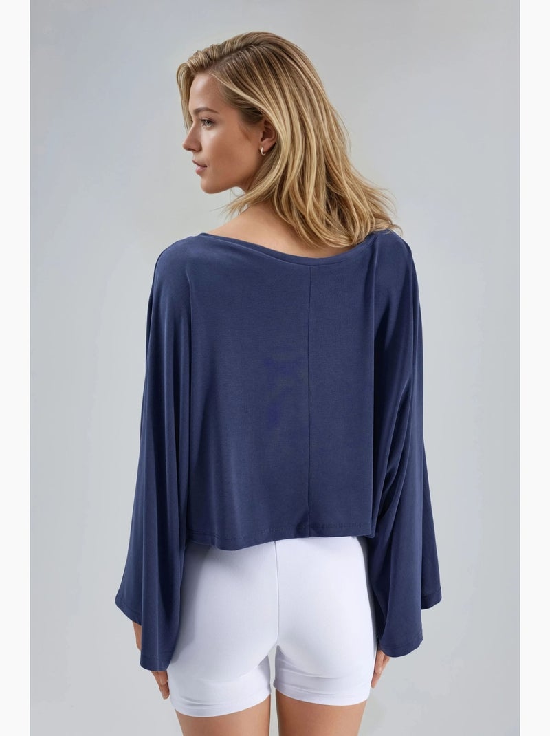 Blusa ampia con scollo a barca busem Blu marino - Kiabi