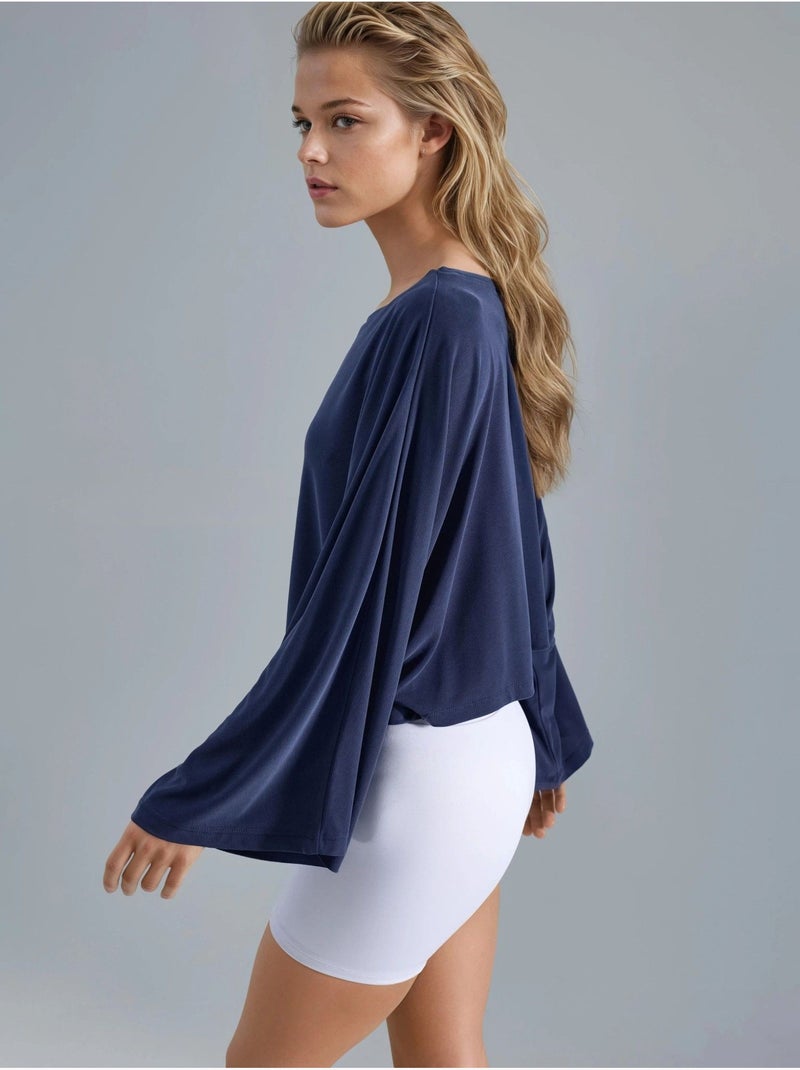Blusa ampia con scollo a barca busem Blu marino - Kiabi