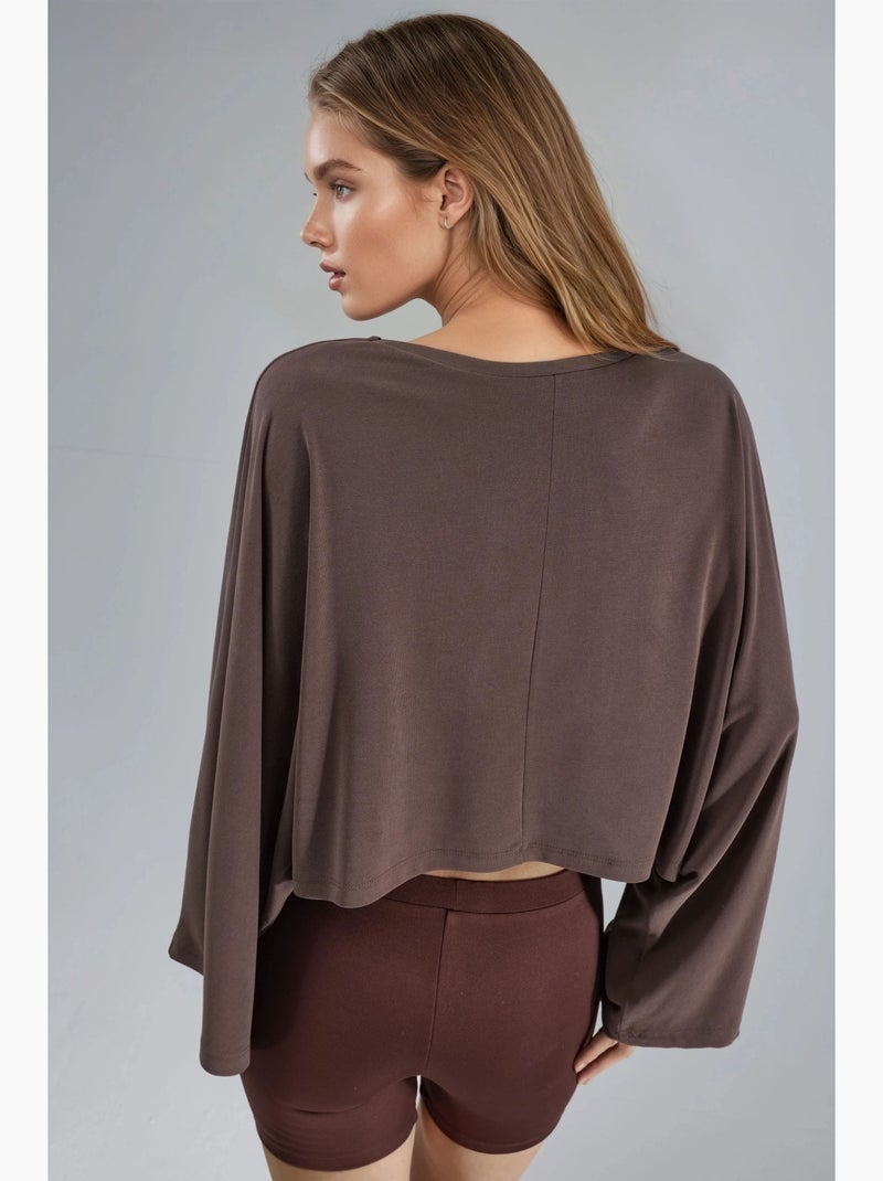 Blusa ampia con scollo a barca busem Marrone chiaro - Kiabi