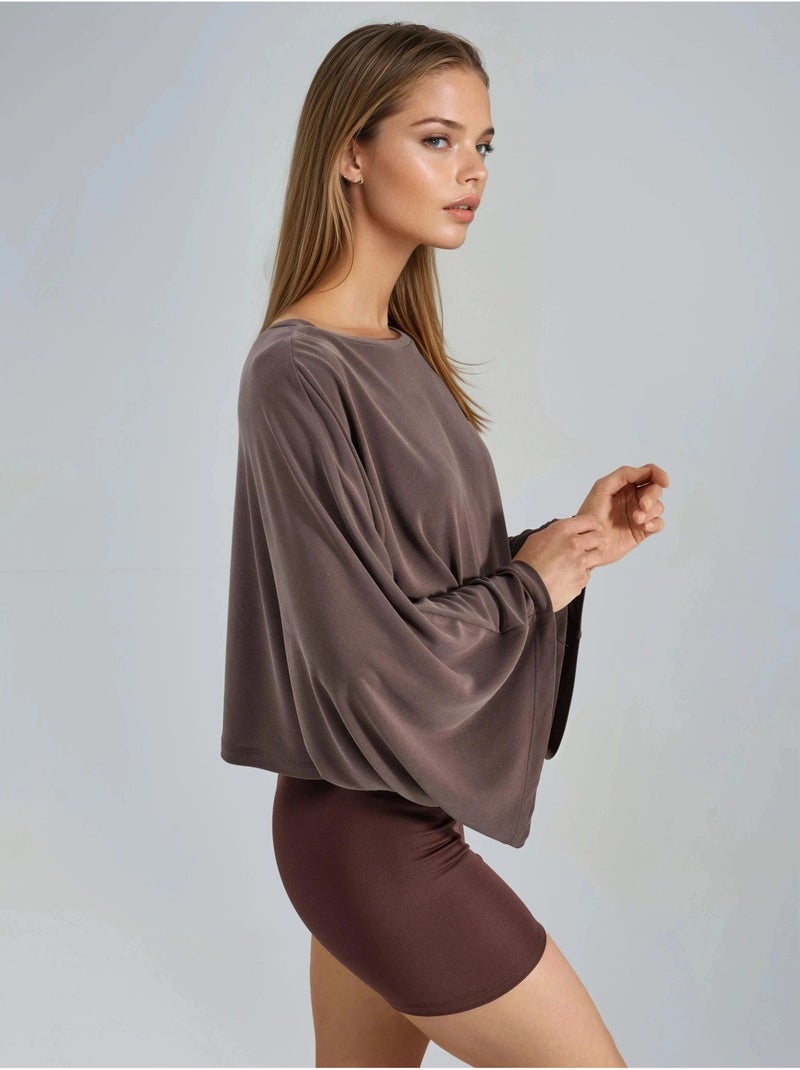 Blusa ampia con scollo a barca busem Marrone chiaro - Kiabi