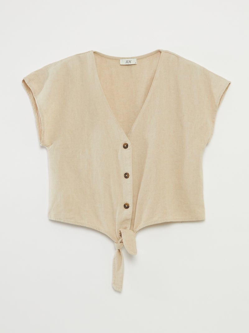 Blusa annodata con scollo a V 'JDY' BEIGE - Kiabi