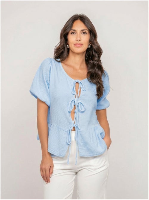 Blusa annodata in garza di cotone OLERVIE - Kiabi