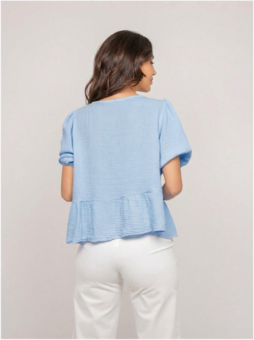 Blusa annodata in garza di cotone OLERVIE - Kiabi